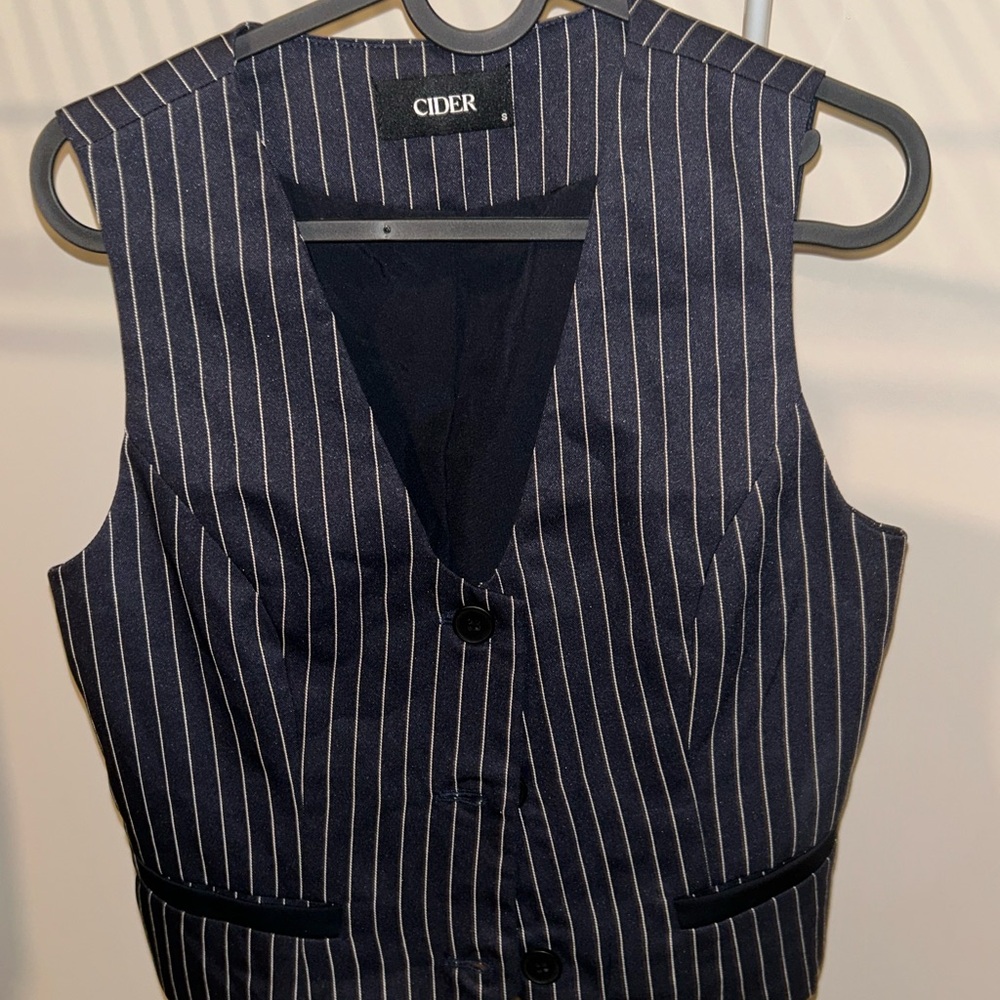 Cider Dark Blue Striped Vest